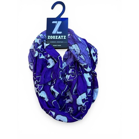 ZooZatz Accessories - Amherst College Mammoth Infinity Scarf Sheer Zoozatz Purple White Logo NEW